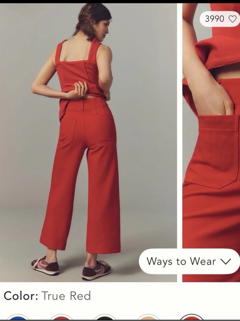Anthropologie Wide-Leg Knit Crop Pants — True Red - Picture 2 of 5
